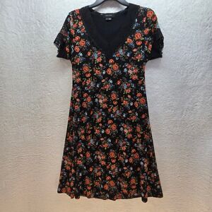 Karen Kane Floral Midi Dress Large Lace Coquette‎ Victorian Twee USA Romantic